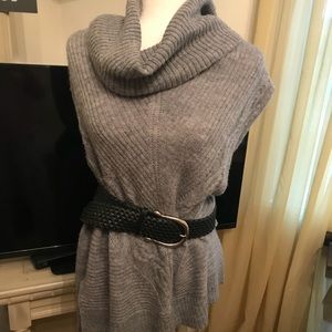 Cowl-Neck Sleeveless Wool Sweater